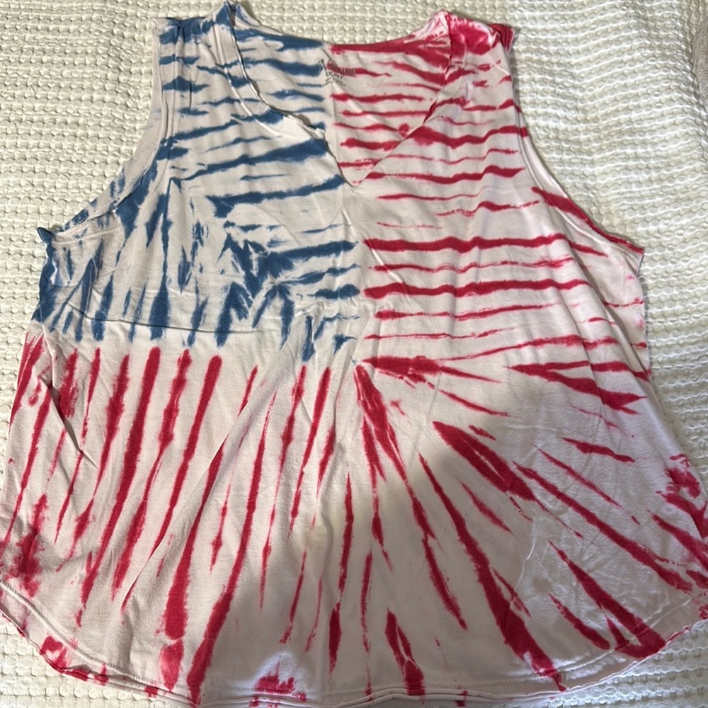 Natural Reflections Red, Blue & White Tie-Dye Sleeveless Tank